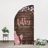 Aperturee - Aperturee Rose Gold Glitter Fifty Fabulous Wood Half Moon Arch Backdrop