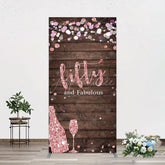 Aperturee - Aperturee Rose Gold Glitter Fifty Fabulous Wood Rectangle Backdrop
