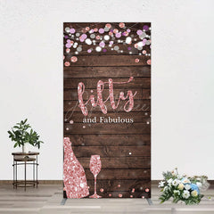 Aperturee - Aperturee Rose Gold Glitter Fifty Fabulous Wood Rectangle Backdrop