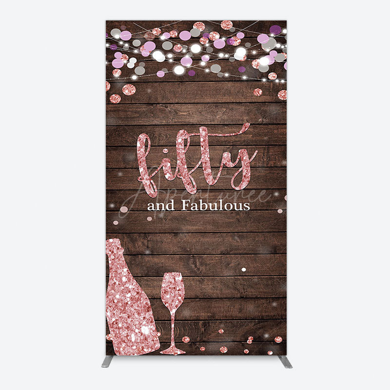 Aperturee - Aperturee Rose Gold Glitter Fifty Fabulous Wood Rectangle Backdrop