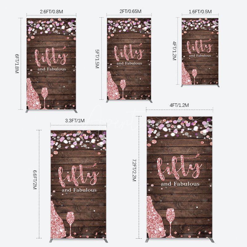 Aperturee - Aperturee Rose Gold Glitter Fifty Fabulous Wood Rectangle Backdrop