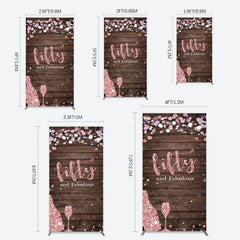 Aperturee - Aperturee Rose Gold Glitter Fifty Fabulous Wood Rectangle Backdrop