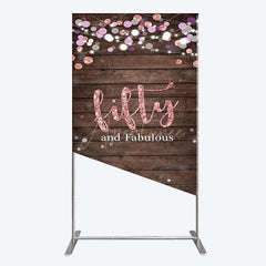 Aperturee - Aperturee Rose Gold Glitter Fifty Fabulous Wood Rectangle Backdrop