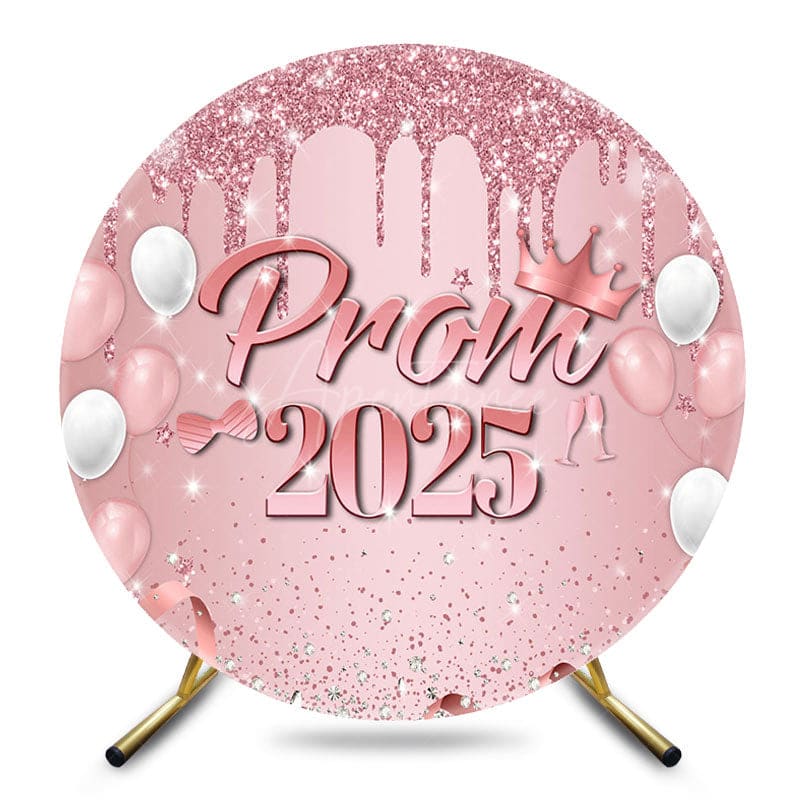 Aperturee - Aperturee Rose Gold Glitter Round Prom Graduation Party Backdrop