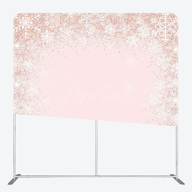 Aperturee - Aperturee Rose Gold Glitter Snowflake Winter Square Backdrop