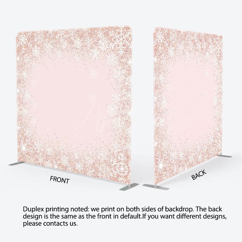 Aperturee - Aperturee Rose Gold Glitter Snowflake Winter Square Backdrop