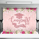 Aperturee - Aperturee Rose Gold Glitter You Did It Congrats Grad Backdrop