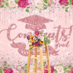 Aperturee - Aperturee Rose Gold Glitter You Did It Congrats Grad Backdrop