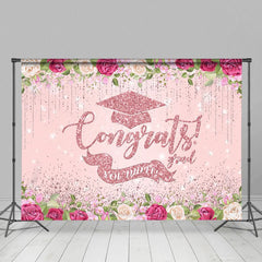 Aperturee - Aperturee Rose Gold Glitter You Did It Congrats Grad Backdrop