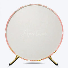 Aperturee - Aperturee Rose Gold Graduation Party Round Backdrop Glitter Balloons and Lights Celebration Decor
