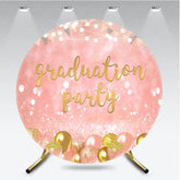 Aperturee - Aperturee Rose Gold Graduation Party Round Backdrop Glitter Balloons and Lights Celebration Decor