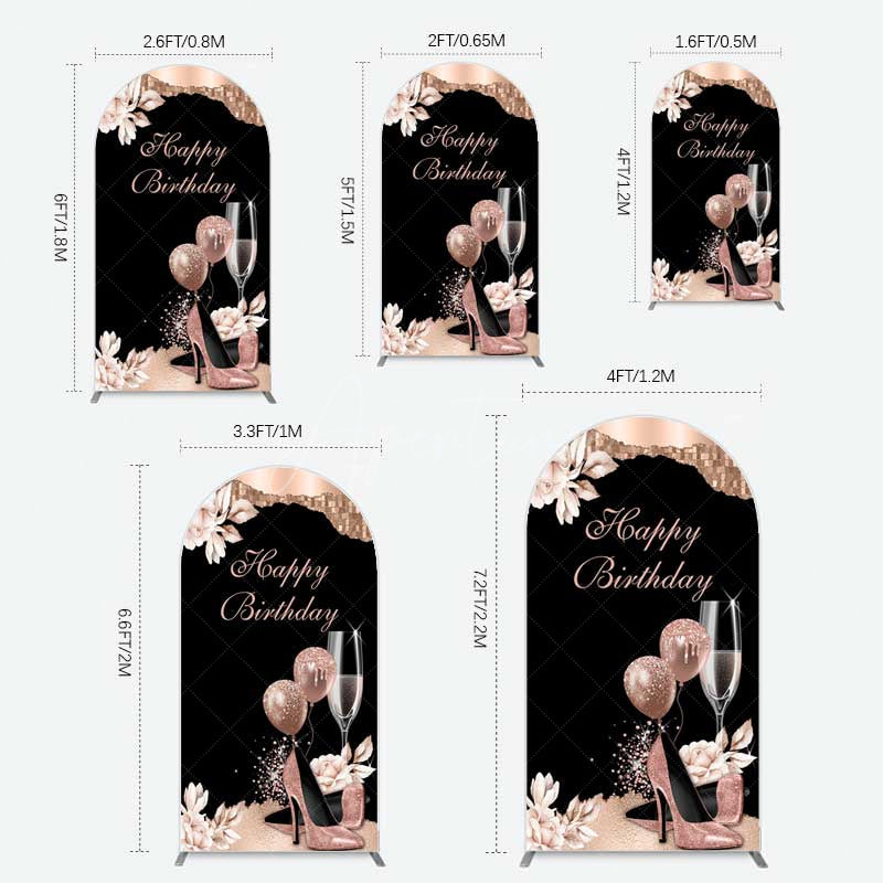Aperturee Aperturee Rose Gold High Heels Happy Birthday Arch Backdrop