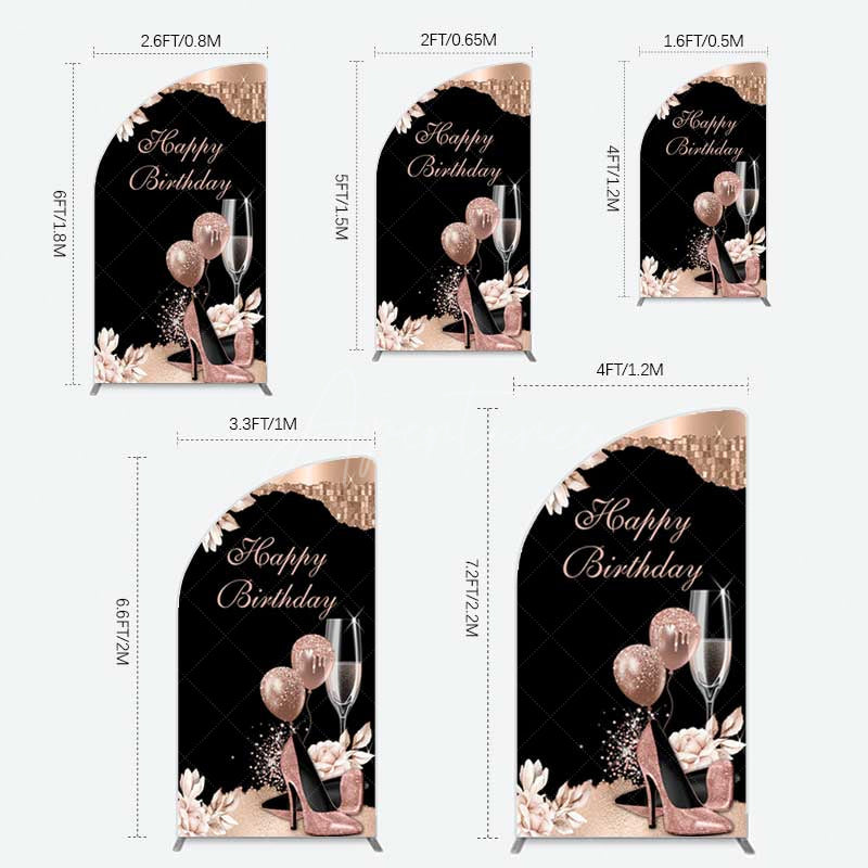 Aperturee Aperturee Rose Gold High Heels Happy Birthday Half Moon Arch Backdrop