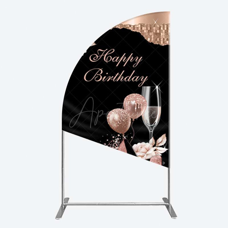Aperturee Aperturee Rose Gold High Heels Happy Birthday Half Moon Arch Backdrop