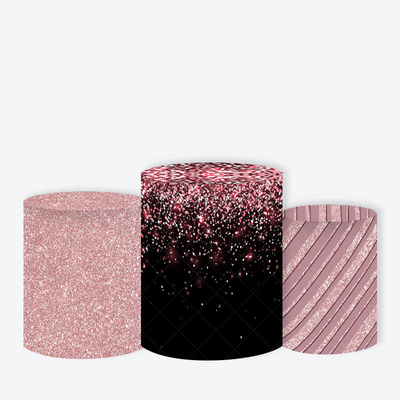 Aperturee - Aperturee Rose Gold Metallic Foil Texture Round Backdrop Kit Elegant Pink Glitter for Birthday Wedding or Bachelorette