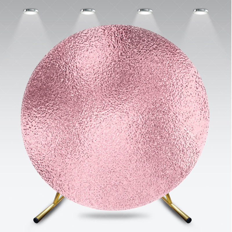 Aperturee - Aperturee Rose Gold Metallic Foil Texture Round Backdrop Kit Elegant Pink Glitter for Birthday Wedding or Bachelorette