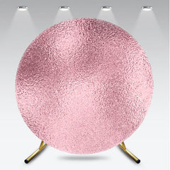 Aperturee - Aperturee Rose Gold Metallic Foil Texture Round Backdrop Kit Elegant Pink Glitter for Birthday Wedding or Bachelorette