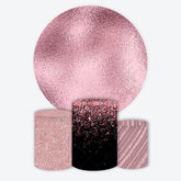 Aperturee - Aperturee Rose Gold Metallic Foil Texture Round Backdrop Kit Elegant Pink Glitter for Birthday Wedding or Bachelorette