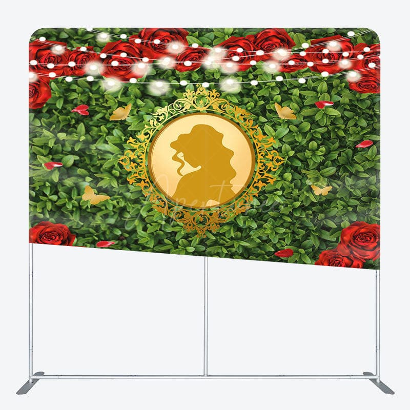 Aperturee - Aperturee Rose Greenery Princess Mirror Pillow Case Backdrop