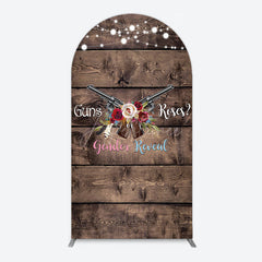 Aperturee - Aperturee Rose Guns Wooden Gender Reveal Arch Backdrop