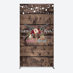 Aperturee - Aperturee Rose Guns Wooden Gender Reveal Rectangle Backdrop