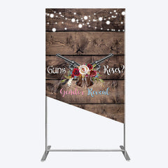 Aperturee - Aperturee Rose Guns Wooden Gender Reveal Rectangle Backdrop