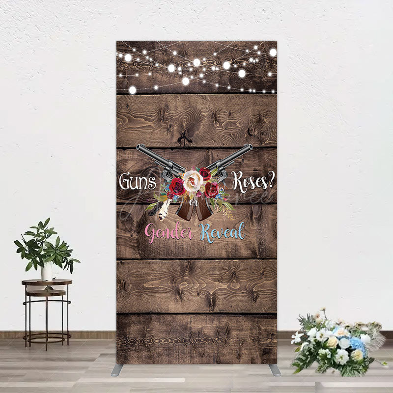 Aperturee - Aperturee Rose Guns Wooden Gender Reveal Rectangle Backdrop