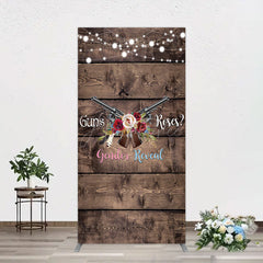 Aperturee - Aperturee Rose Guns Wooden Gender Reveal Rectangle Backdrop