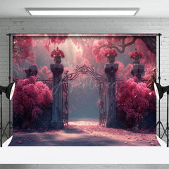 Aperturee - Aperturee Rose Red Floral Magic Gate Wedding Photography Backdrop