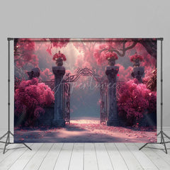 Aperturee - Aperturee Rose Red Floral Magic Gate Wedding Photography Backdrop