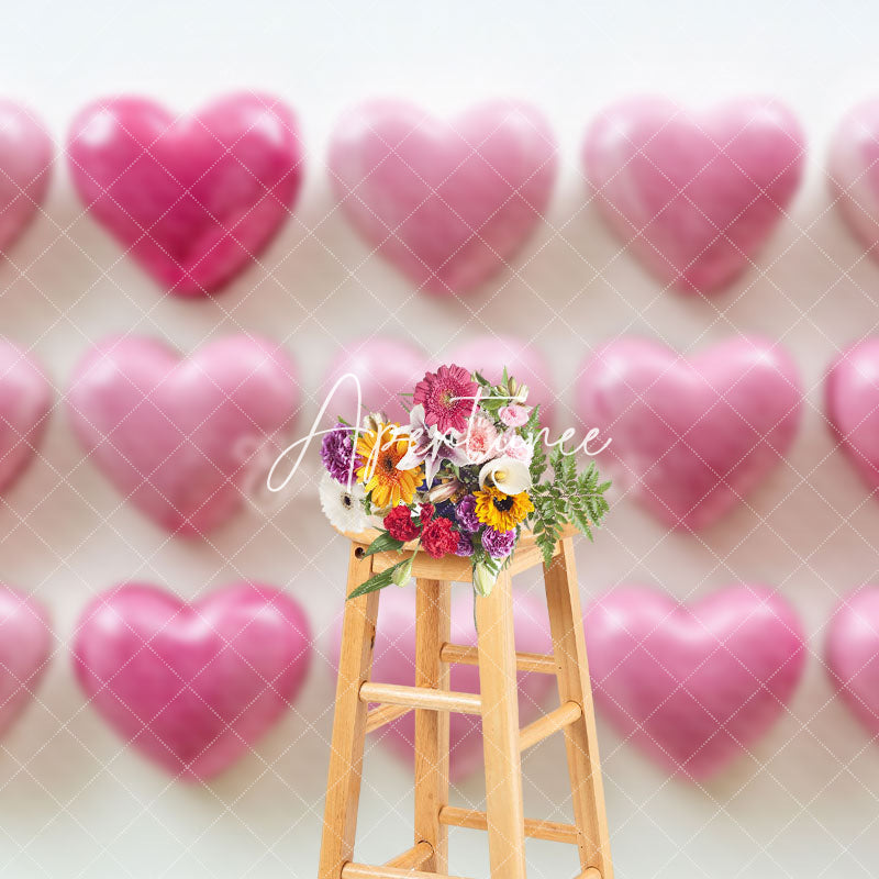 Aperturee - Aperturee Rosy Pink Gradient Valentines Day Hearts Backdrop