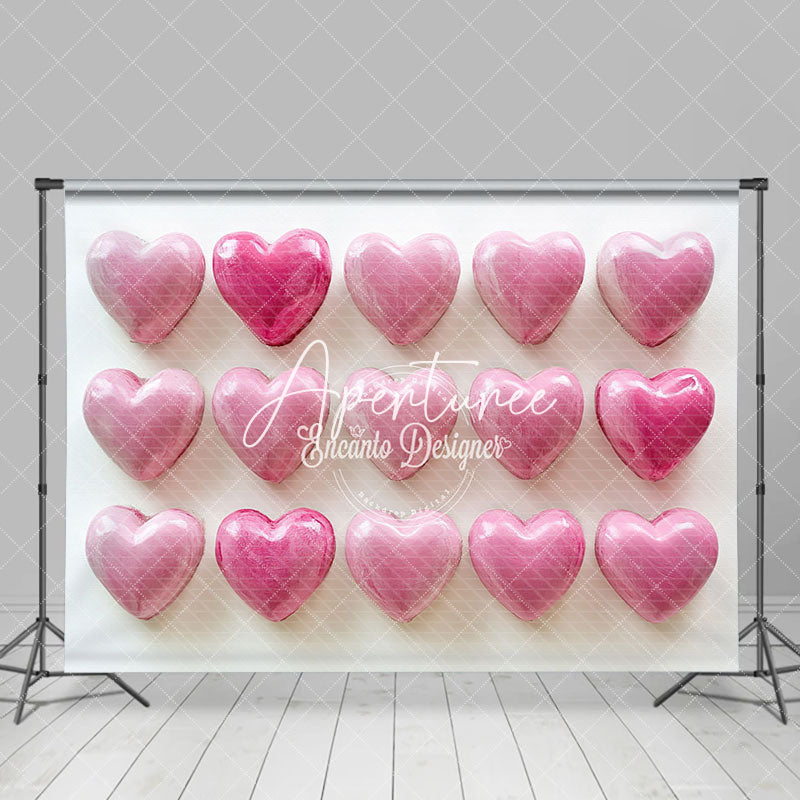 Aperturee - Aperturee Rosy Pink Gradient Valentines Day Hearts Backdrop