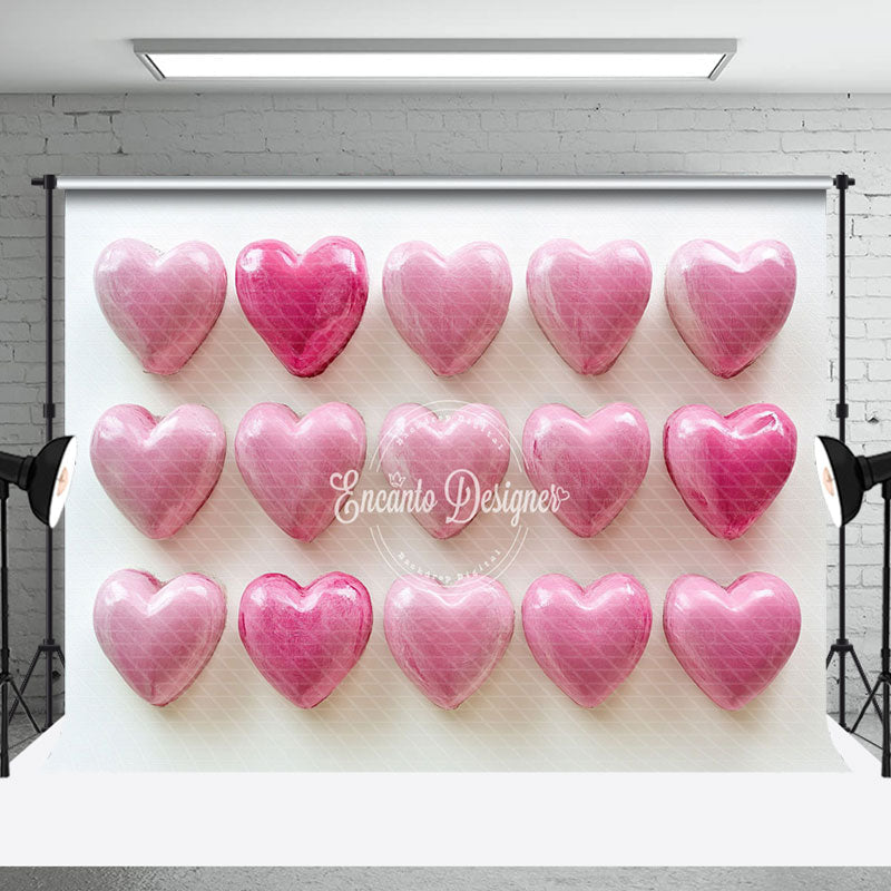 Aperturee - Aperturee Rosy Pink Gradient Valentines Day Hearts Backdrop