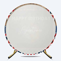 Aperturee - Aperturee Round Backdrop Baseball Happy Birthday Fire and Water Splash Sports Circle Cover