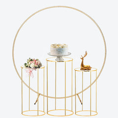 Aperturee - Aperturee Round Backdrop Boas Festas Red Satin Cover Gold Bells and Bow Circle Background Christmas Party Decoration