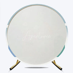 Aperturee - Aperturee Round Backdrop Cartoon Town House Sun Cover Pastel Blue Pink Kids Circle Background Birthday Party Decoration