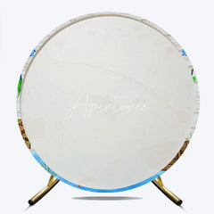 Aperturee - Aperturee Round Backdrop Gone Fishing Theme Baby Shower Bass Fish Wood Planks Party Supplies