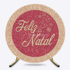 Aperturee - Aperturee Round Backdrop Pink Glitter Feliz Natal Cover Rose Gold Sparkle Christmas Tree Circle Background Holiday Party Prop