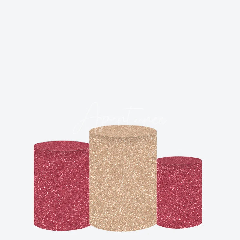 Aperturee - Aperturee Round Backdrop Pink Glitter Feliz Natal Cover Rose Gold Sparkle Christmas Tree Circle Background Holiday Party Prop