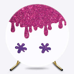 Aperturee - Aperturee Round Backdrop Pink Glitter Slime Drip Cover Paint Splash Circle Background Girls Art Theme Birthday Party Decoration