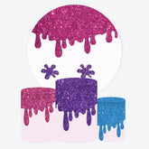 Aperturee - Aperturee Round Backdrop Pink Glitter Slime Drip Cover Paint Splash Circle Background Girls Art Theme Birthday Party Decoration