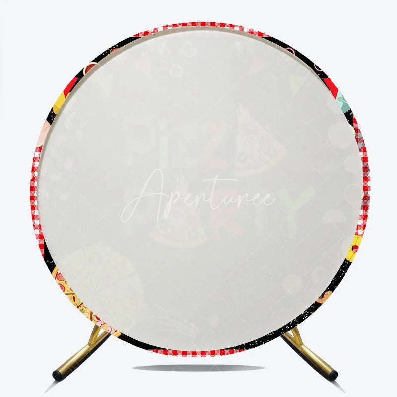 Aperturee - Aperturee Round Backdrop Pizza Party Theme Birthday Italian Food Cooking Chalkboard Circle Cover