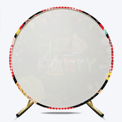 Aperturee - Aperturee Round Backdrop Pizza Party Theme Birthday Italian Food Cooking Chalkboard Circle Cover