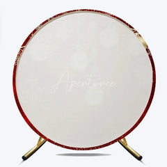 Aperturee - Aperturee Round Backdrop Red Christmas Gold Baubles Winter Xmas Snowflakes Sparkle Circle Cover