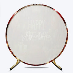 Aperturee - Aperturee Round Backdrop Royal Red and Gold Happy Birthday Crown Balloons Rose Party Supplies