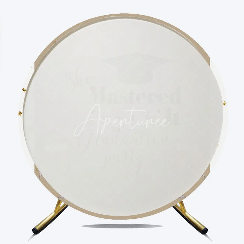 Aperturee - Aperturee Round Backdrop She Mastered It Graduation Party 2026 Background Class of 2026 Celebration Decorations