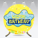 Aperturee - Aperturee Round Backdrop Underwater Cartoon Yellow Cover Blue Ocean Bubble Starfish Circle Background Kids Birthday Party Prop