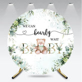 Aperturee - Aperturee Round Backdrop We Can Bearly Wait Baby Shower Teddy Bear Eucalyptus Greenery Decor