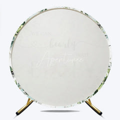 Aperturee - Aperturee Round Backdrop We Can Bearly Wait Baby Shower Teddy Bear Eucalyptus Greenery Decor