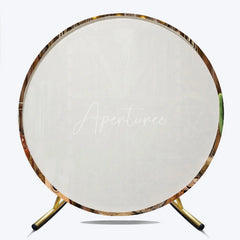 Aperturee - Aperturee Round Backdrop Western Cowboy Barn Door Cover Rustic Wood Bull Skull Circle Background Wild West Party Decoration